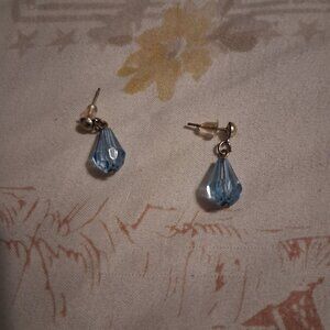 SMALL BLUE STONE EARRINGS.no more discounts please cant afford single disabled
